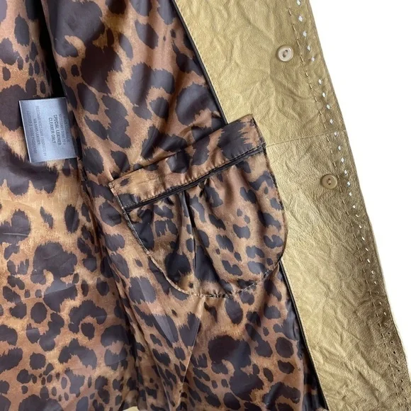 WILSONS LEATHER TAN DISTRESSED CRINKLE BUTTON DOWN NOTCH COLLAR BLAZER JACKET - Picture 13 of 15